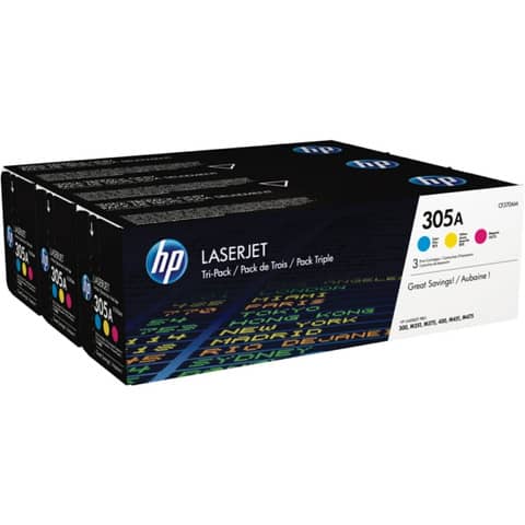 Toner 305A HP ciano+magenta+giallo  Conf. 3 - CF370AM